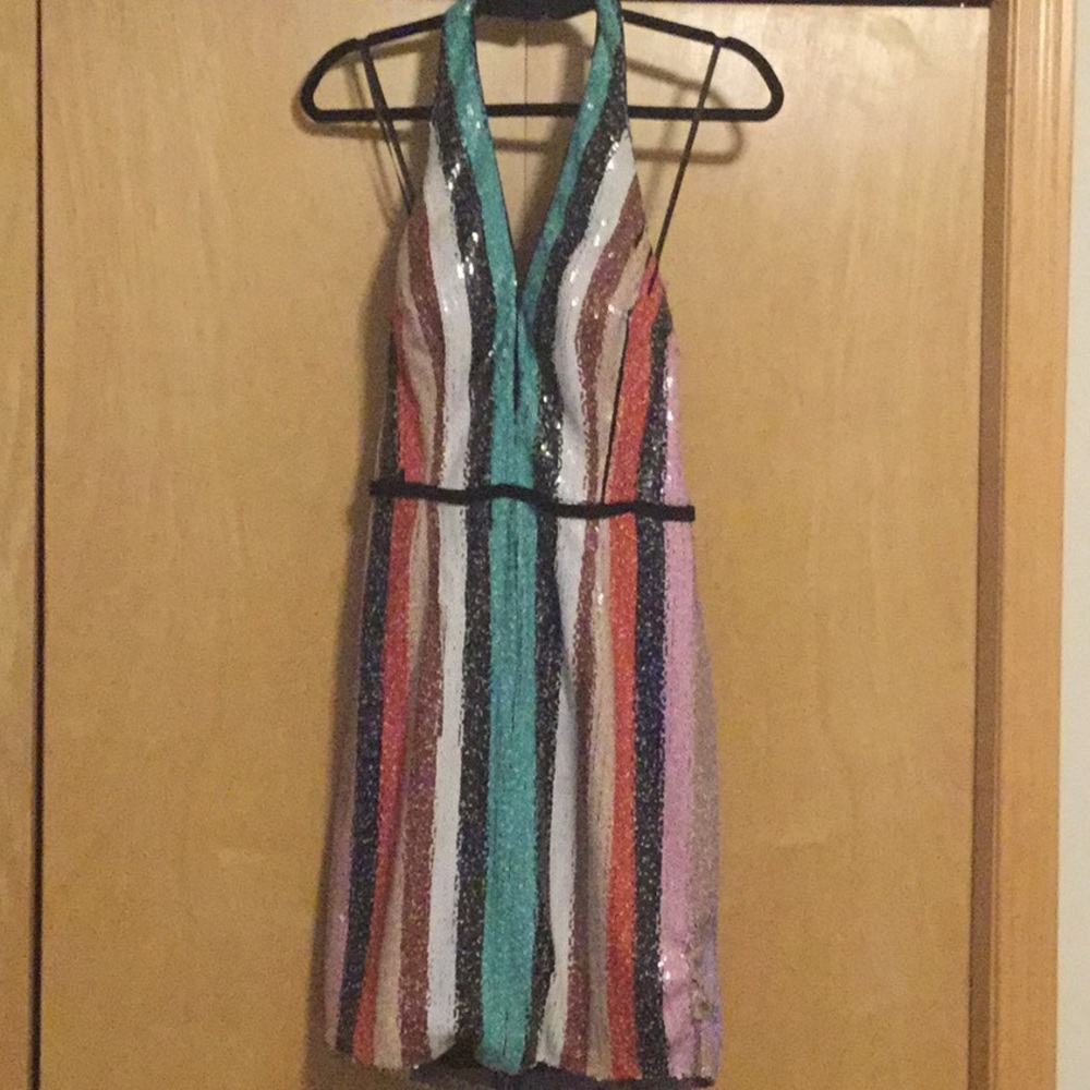 JOVANI Striped Mini Dress - Picture 2 of 12